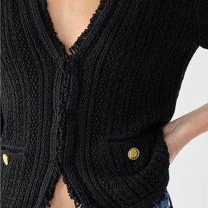 JCREW textured lady jacket cable knit sweater with fringe NWT